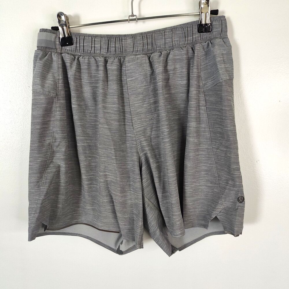 Lululemon Mens Surge Shorts Small Lined Built-in Briefs Breathable Gray M7AB2S